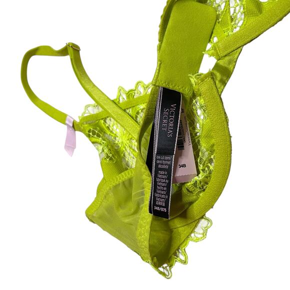 Victoria's Secret Ziggy Glam Floral Embroidery Unlined Demi Bra Limelight 34B - Picture 3 of 3